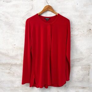 LAUREN RALPH LAUREN RED LONG SLEEVE BLOUSE TOP SIZE XL